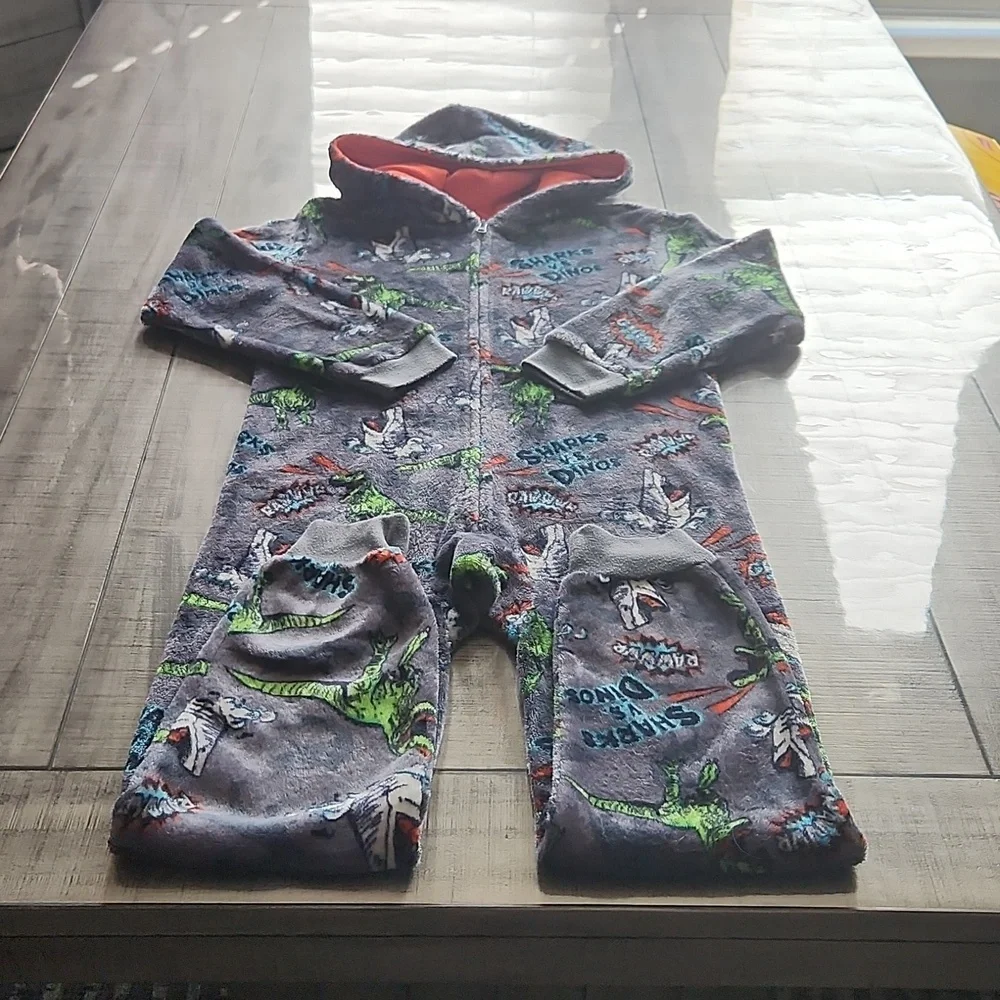 The Children's Place Gray Shark VS Dinos Hooded Onesie